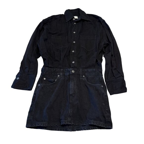 Haikure Dresses & Skirts - Haikure Tatum Black Stone Denim Shirt Skirt Combo Mini Dress Women's X-Small XS